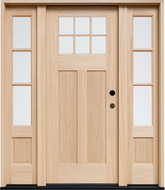 5 ft. 9 in. x 8 ft. Exterior Mahogany 6 Lite Craftsman Door with Sidelites