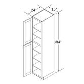 Utility Kitchen Cabinet U1584 Shaker Toffee LessCare 15 in. width 84 in. height 24 in. depth