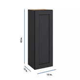 Modernform Cabinet Onyx Black Shaker 15" W X 42" H X 12" D Single Door Wall Cabinet