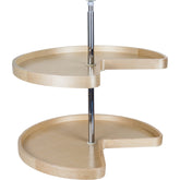 28" Kidney Two-Shelf Banded Wood Lazy Susan Set