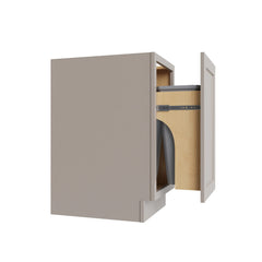 Kitchen Cabinet Distributors Shaker Sand Trash Can Base w/ Full Height Door -18" W w/ 2 Cans