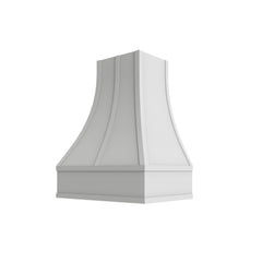 Kitchen Cabinet Distributors Shaker White Curved Hood with Strapping Flat Trim - 30" W x 48" H