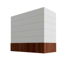 Kitchen Cabinet Distributors Shaker White Box Hood with Shiplap Walnut Band - 42" W x 36" H
