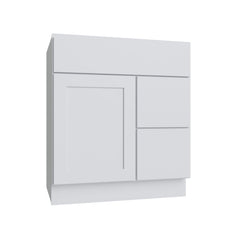 Kitchen Cabinet Distributors Shaker White Slab Vanity Combo Cabinet - Drawer Right - 30" W x 21" D