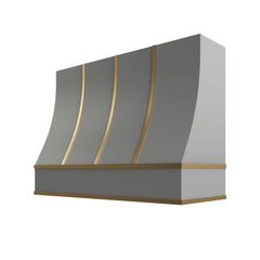 Kitchen Cabinet Distributors Brooklyn Gray Sloped Hood with Brass Strapping - 48" W x 48" H