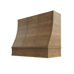 Kitchen Cabinet Distributors Brooklyn Fawn Sloped Hood with Strapping Flat Trim - 42" W x 36" H