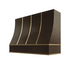 Kitchen Cabinet Distributors Brooklyn Slate Sloped Hood with Brass Strapping - 48" W x 36" H