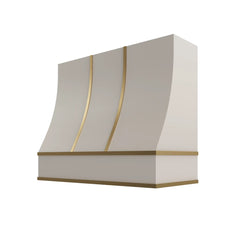 Kitchen Cabinet Distributors Shaker Sand Sloped Hood with Brass Strapping - 36" W x 48" H