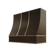 Kitchen Cabinet Distributors Brooklyn Slate Sloped Hood with Brass Strapping - 36" W x 48" H