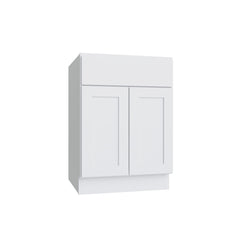 Kitchen Cabinet Distributors Shaker White Slab Double Door Standard Base Cabinet - 24" W