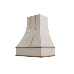 Kitchen Cabinet Distributors Shaker Sand Curved Hood with Brass Strapping - 30" W x 48" H