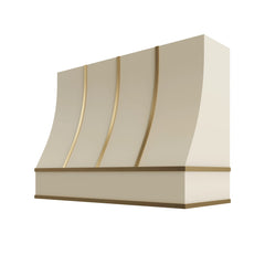 Kitchen Cabinet Distributors Brooklyn Pearl Sloped Hood with Brass Strapping - 48" W x 36" H