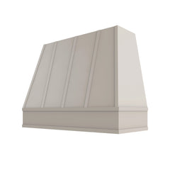 Kitchen Cabinet Distributors Shaker Sand Tapered Hood with Strapping Flat Trim - 48" W x 30" H
