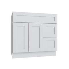 Kitchen Cabinet Distributors Shaker White 5PC Vanity Sink Base Drawer Right - 36"