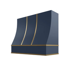 Kitchen Cabinet Distributors Brooklyn Midnight Sloped Hood with Brass Strapping - 42" W x 36" H