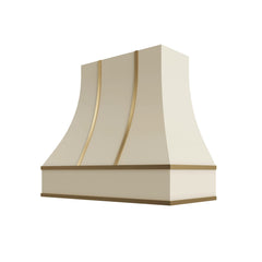 Kitchen Cabinet Distributors Brooklyn Pearl Curved Hood with Brass Strapping - 42" W x 30" H