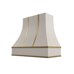 Kitchen Cabinet Distributors Shaker Sand Curved Hood with Brass Strapping - 42" W x 30" H