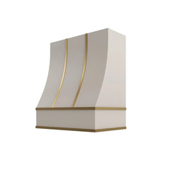 Kitchen Cabinet Distributors Shaker Sand Sloped Hood with Brass Strapping - 30" W x 36" H