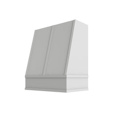 Kitchen Cabinet Distributors Shaker White Angled Hood with Strapping Flat Trim - 30" W x 30" H