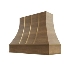 Kitchen Cabinet Distributors Brooklyn Fawn Curved Hood with Brass Strapping - 48" W x 48" H