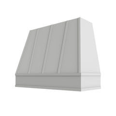 Kitchen Cabinet Distributors Shaker White Tapered Hood with Strapping Flat Trim - 48" W x 48" H