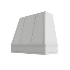 Kitchen Cabinet Distributors Oslo White Tapered Hood with Strapping Flat Trim - 42" W x 36" H