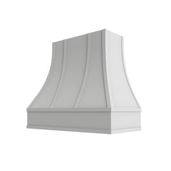 Kitchen Cabinet Distributors Shaker White Curved Hood with Strapping Flat Trim - 36" W x 30" H