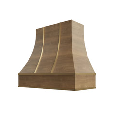 Kitchen Cabinet Distributors Brooklyn Fawn Curved Hood with Brass Strapping - 36" W x 36" H