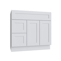 Kitchen Cabinet Distributors Shaker White 5PC Vanity Sink Base Drawer Left - 36"