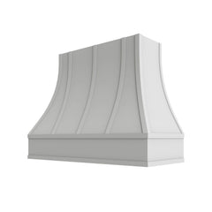 Kitchen Cabinet Distributors Oslo White Curved Hood with Strapping Flat Trim - 48" W x 48" H