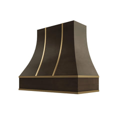 Kitchen Cabinet Distributors Brooklyn Slate Curved Hood with Brass Strapping - 42" W x 30" H