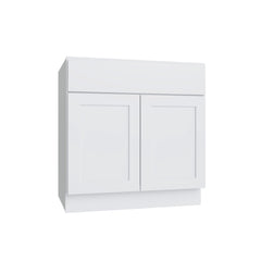 Kitchen Cabinet Distributors Shaker White Slab Double Door Vanity - 27" W x 34.5" H x 21" D