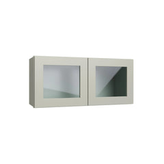 Kitchen Cabinet Distributors Shaker Moss 33" W x 15" Wall Stacking Cabinets with Glass