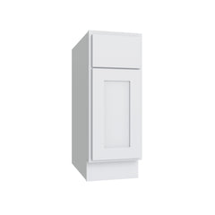 Kitchen Cabinet Distributors Shaker White Slab Single Door Standard Base Cabinet - 15" W - Reduced Height