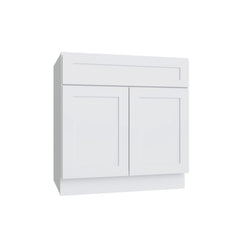 Kitchen Cabinet Distributors Shaker White 5PC Double Door Vanity - 27"Wx34.5"Hx21"D