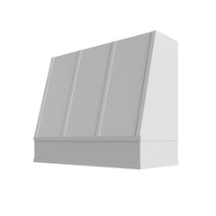 Kitchen Cabinet Distributors Brooklyn White Angled Hood with Strapping Flat Trim - 42" W x 36" H