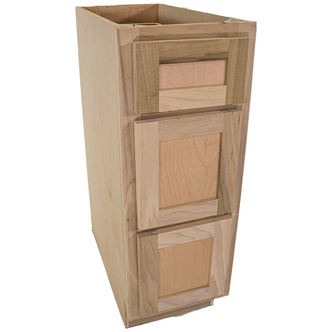 Kitchen Drawer Base Cabinet | Unfinished Poplar | 12 in. | 3 Drawer