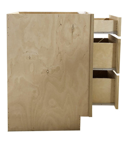 12 in Vanity Drawer Base Cabinet in Unfinished Poplar or Shaker Style or 3 Drawer