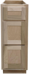 12 in Vanity Drawer Base Cabinet in Unfinished Poplar or Shaker Style or 3 Drawer