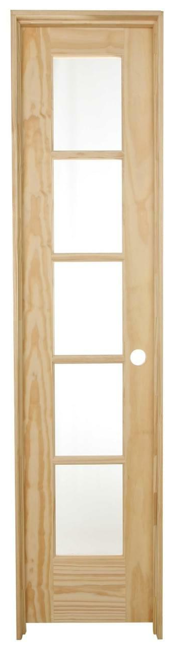 18 in. x 80 in. 5 Lite Pine Prehung Interior Door