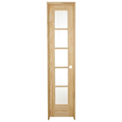 18 in. x 80 in. 5 Lite Pine Prehung Interior Door