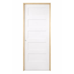 18 in x 80 in Shaker 5-Panel Solid Core Primed MDF Prehung Interior Door
