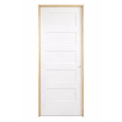 18 in x 80 in Shaker 5-Panel Solid Core Primed MDF Prehung Interior Door