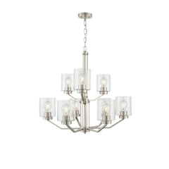 Paris 9-Light Chandelier - NK Clear Cylinder Glass