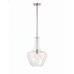 14" Clear Glass Beehive Pendant - NK - Silver Braided Cord