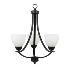 Victoria 3-Light Chandelier - MB White Glass