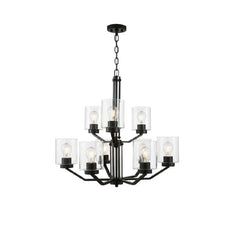 Paris 9-Light Chandelier - MB Clear Cylinder Glass