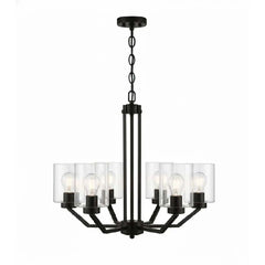 Paris 6-Light Chandelier - MB Clear Cylinder Glass