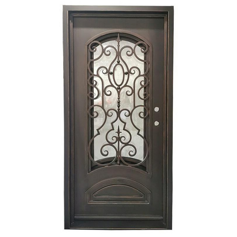 Cielo 3/0x6/8 Bronze Exterior Wrought Iron Prehung Single Door