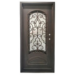 Cielo 3/0x6/8 Bronze Exterior Wrought Iron Prehung Single Door